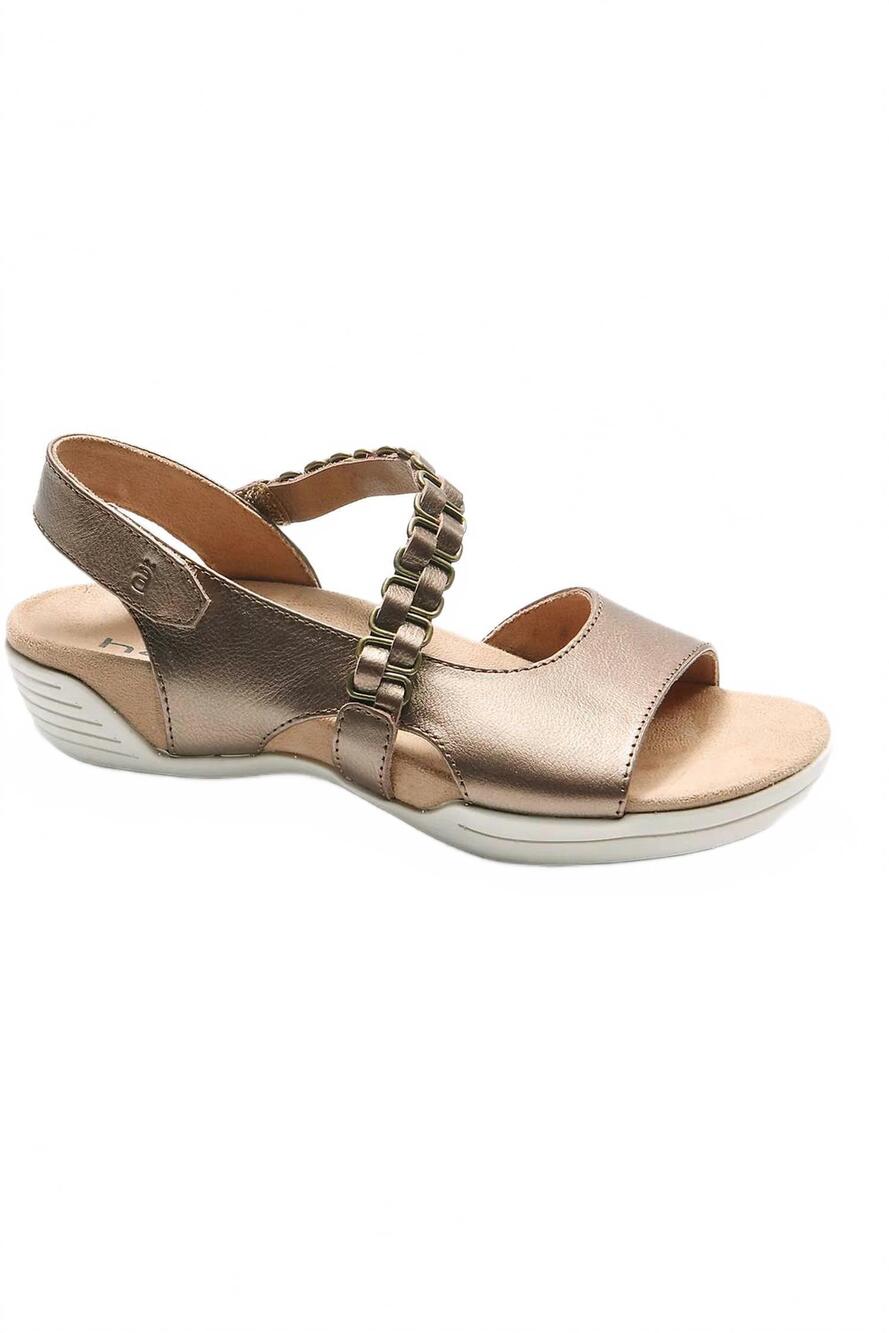 NEW HALSA FOOTWEAR women's destiny ankle strap sandals in bronze